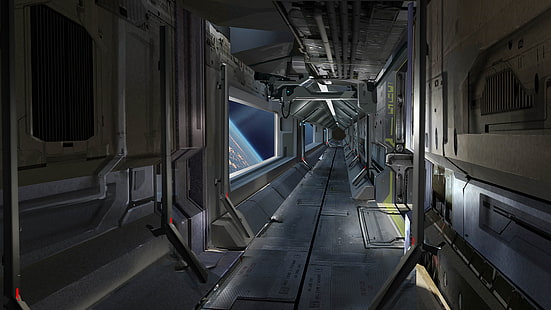 Коридор Космический корабль Star Citizen HD, космический корабль, зал прихожей, видеоигры, звезда, космический корабль, коридор, гражданин, HD обои HD wallpaper