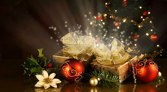 коледни декорации, конец, игли, подаръци, звезда, дърво, празник, Нова година, Коледа, коледни декорации, конец, игли, подаръци, звезда, дърво, празник, нова година, Коледа, HD тапет HD wallpaper