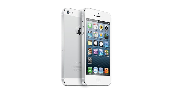 white iPhone 5, iphone 5, apple, mobile phone, white, model, touch screen, HD wallpaper