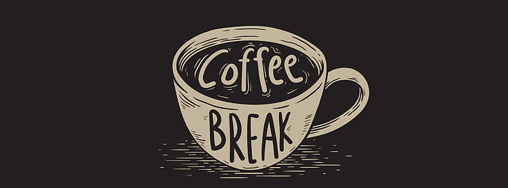 Coffee Break, white and black illustration of coffee cup with Coffee Break text printed, Artistic, Typography, Vector, Illustration, Brown, Enjoy, Cafe, Design, Coffee, Relaxation, Drawing, Words, Break, Graphic, Restaurant, Breakfast, icon, drink, Espresso, Written, beverage, taste, coffeecup, cupofcoffee, enjoyment, coffeeshop, HD wallpaper