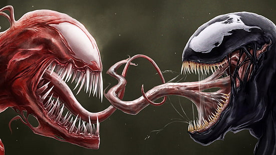 Venom Carnage Tongue Marvel Spider-Man HD, tecknad / komisk, man, underverk, spindel, gift, tunga, blodbad, HD tapet HD wallpaper