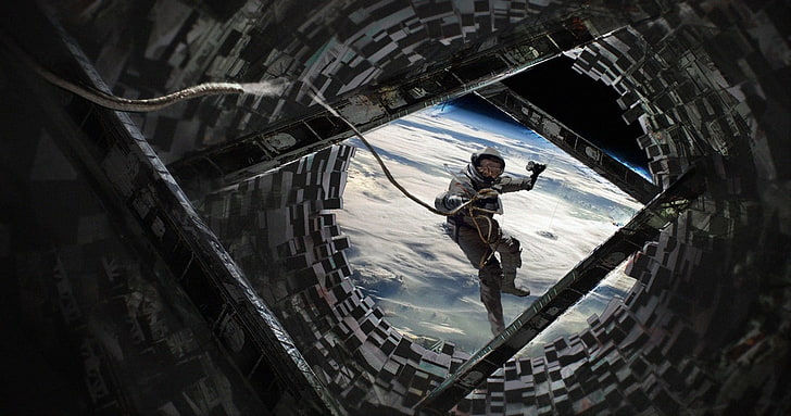 astronauta wewnątrz tunelu w kosmosie tapeta, grafika, sztuka fantasy, grafika koncepcyjna, astronauta, kosmos, Ziemia, Tapety HD