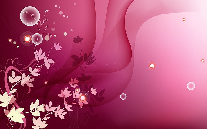 pink floral wallpaper, vector, drawing, pattern, plant, light, HD wallpaper