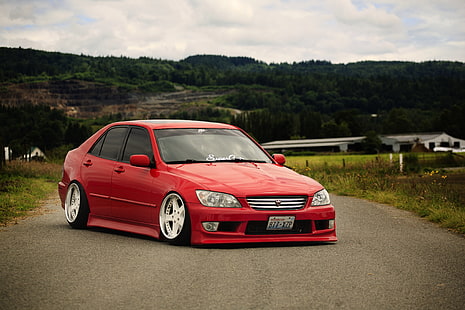 red sedan, car, red, japan, jdm, tuning, Toyota, height, Altezza, HD wallpaper HD wallpaper