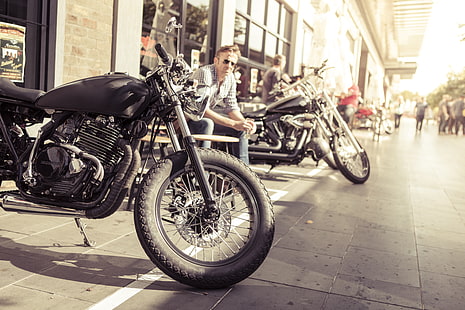 summer, honda, motorcycle, motorbike, cafe racer, HD wallpaper HD wallpaper