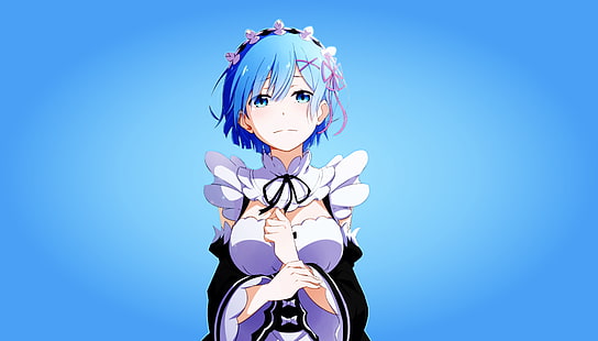 ilustração de personagem de anime de cabelos azuis, Rem (Re: Zero), anime, Re: Zero Kara Hajimeru Isekai Seikatsu, HD papel de parede HD wallpaper