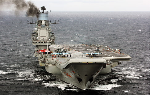 mar, cruzador, pesado, porta-aviões, almirante Kuznetsov, HD papel de parede HD wallpaper