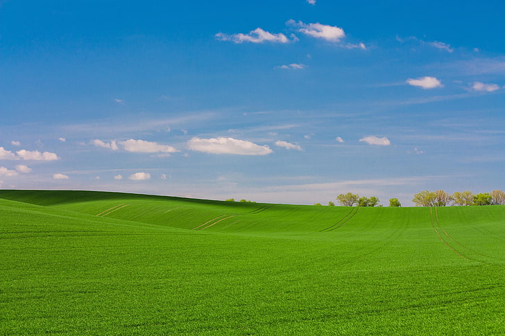 น้ำตกสีขาวและสีเขียวสีเขียวหญ้าท้องฟ้าเมฆธรรมชาติภูมิทัศน์, วอลล์เปเปอร์ HD