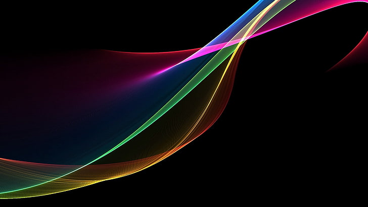 tapeta cyfrowa z różnymi kolorami wiązki światła, dym, niewyraźne, tło, kolorowe, tęcza, Tapety HD