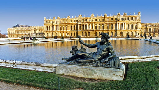 building, chateau, france, french, palace, statue, versailles, HD wallpaper HD wallpaper