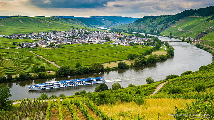 Lembah Moselle, Rhineland-Palatinate, Jerman, Eropa, Wallpaper HD