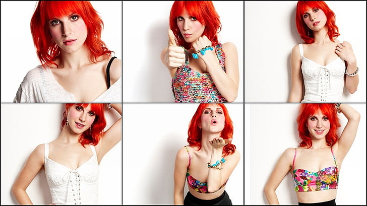 Hayley Williams collage, redhead, Hayley Williams, collage, smiling, women, model, HD wallpaper
