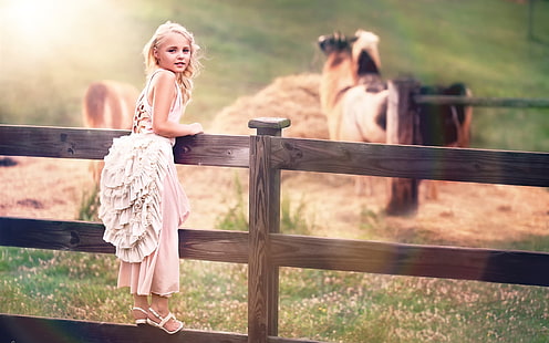 Cute child, little girl, white dress, fence, Cute, Child, Little, Girl, White, Dress, Fence, HD wallpaper HD wallpaper