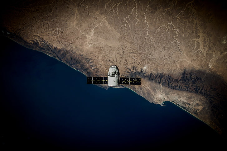 uzay, SpaceX, uydu, sahil, yörünge görünümü, HD masaüstü duvar kağıdı