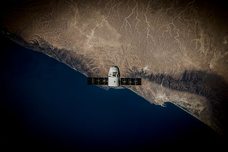 przestrzeń, SpaceX, satelita, wybrzeże, widok z orbity, Tapety HD HD wallpaper