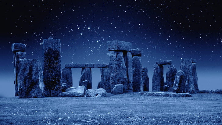 Stonehenge England Stars HD, foto stonehenge, biru, Inggris, malam, bintang, stonehenge, Wallpaper HD