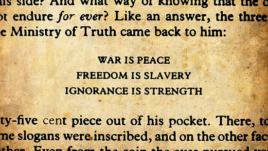 black text overlay, 1984, George Orwell, books, quote, HD wallpaper HD wallpaper