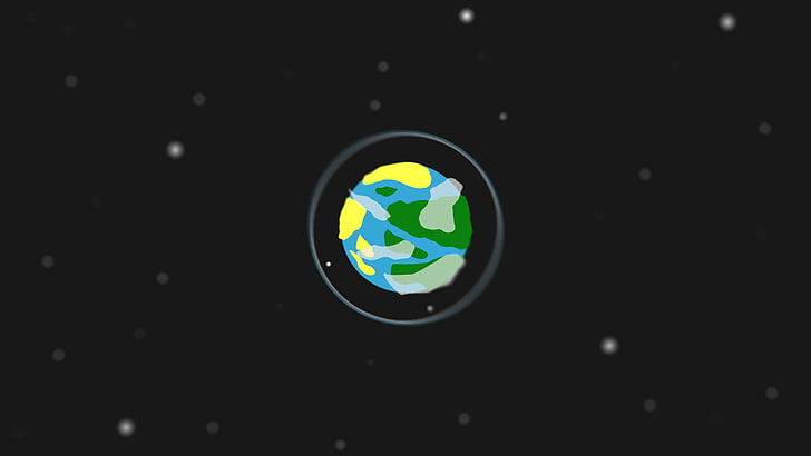 ilustrasi planet biru, ilustrasi bumi, ruang, planet, bintang, minimalis, pergeseran kemiringan, Wallpaper HD