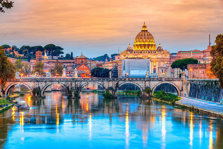 kota, kota, Roma, Italia, Katedral, panorama, Eropa, pemandangan, perjalanan, Vatikan, basilika, Wallpaper HD