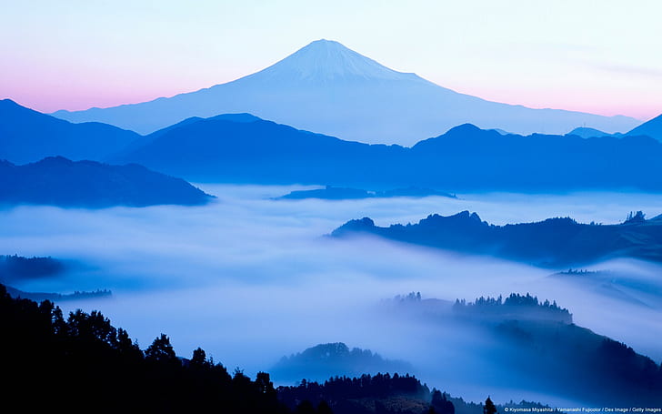landscape, Japan, nature, mountains, mist, HD wallpaper