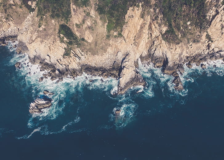 mar, rocas, costa, android, paisaje, google pixel, Fondo de pantalla HD