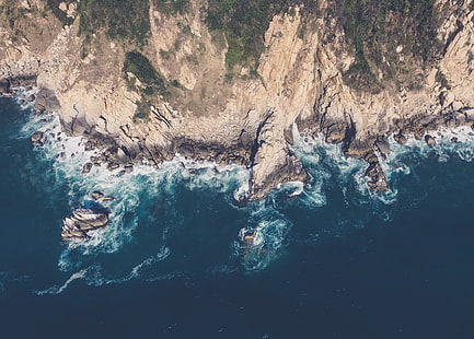 البحر والصخور والساحل والأندرويد والمناظر الطبيعية وجوجل بكسل، خلفية HD HD wallpaper