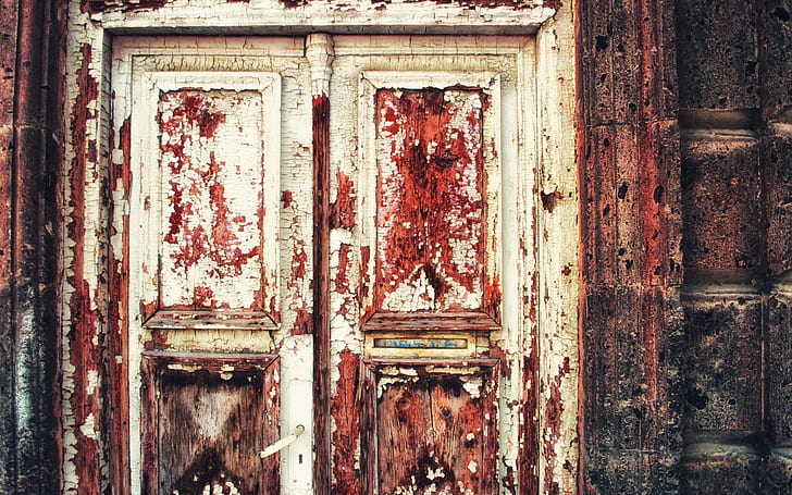 старый, дверь, старое здание, красный, HD обои