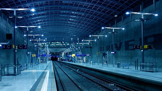 metro, estación de tren, interior, noche, Fondo de pantalla HD HD wallpaper