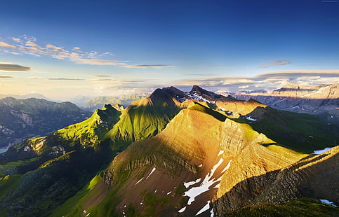 เทือกเขาแอลป์, ภูเขา, ท้องฟ้า, เมฆ, 4k, 8k ภาพ, วอลล์เปเปอร์ HD HD wallpaper