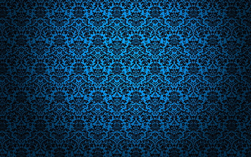 blaue und schwarze Blumentapete, Blau, Beschaffenheit, Beschaffenheiten, HD-Hintergrundbild HD wallpaper