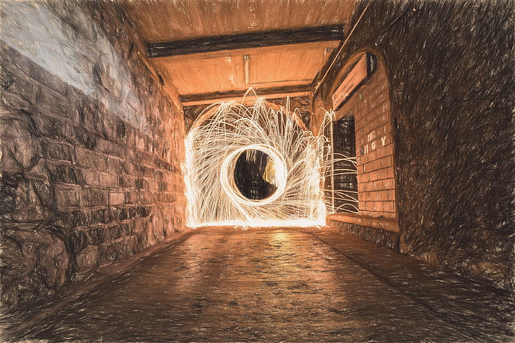 architecture, building, light, long exposure, time lapse, tunnel, walls, HD wallpaper