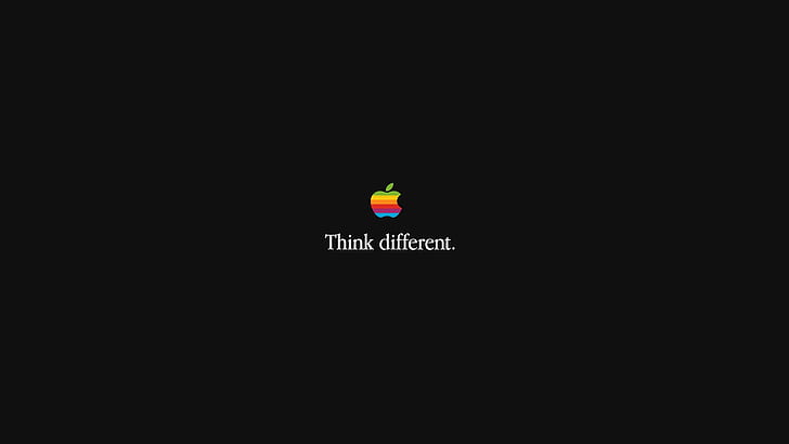 apple, rainbow, bw, text, HD wallpaper