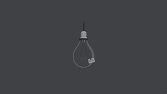 illustration d'ampoule, illustration d'ampoule, simple, minimalisme, humour, ampoule, humour noir, Fond d'écran HD HD wallpaper