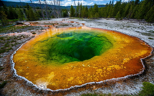 nature, landscape, water, colorful, Yellowstone National Park, HD wallpaper HD wallpaper