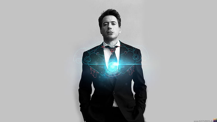 Iron Man Tony Stark, Iron Man, Robert Downey Jr., Tony Stark, cyan, HD wallpaper