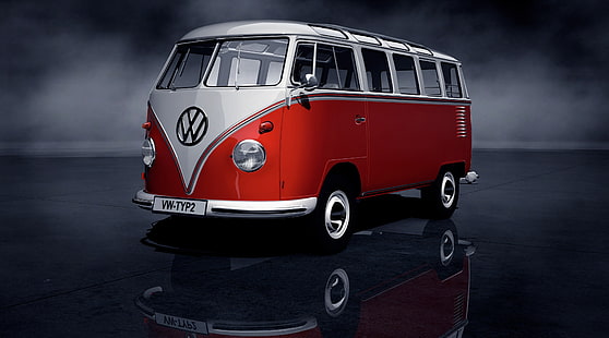 VW, vermelho e prateado Volkswagen Samba, Motores, Carros Clássicos, Volkswagen, ônibus vw, HD papel de parede HD wallpaper