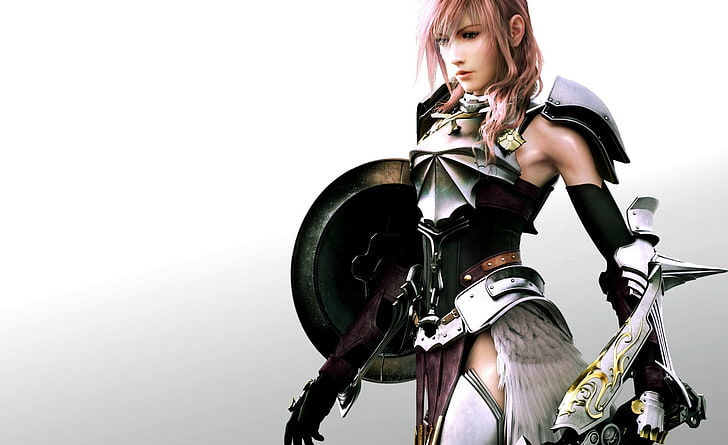 FFXIII-2 Lightning Wall, kobieta w szarej zbroi, ilustracja, Games, Final Fantasy, Tapety HD