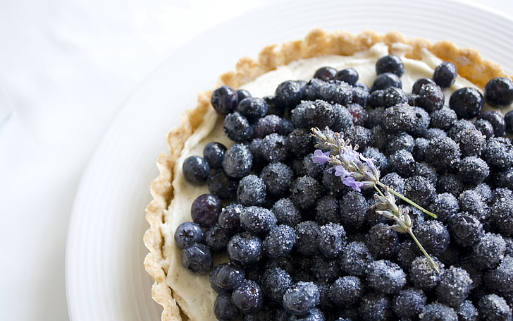 blueberry lot, cranberries, cake, food, HD wallpaper