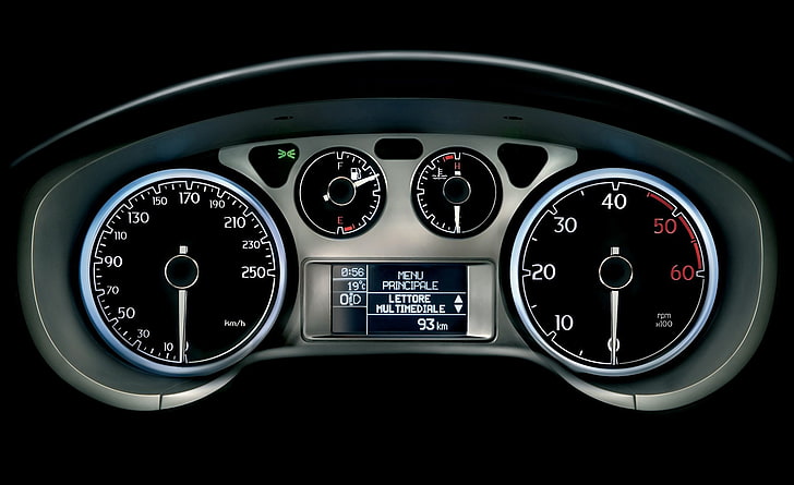 Tachymètre et compteur de vitesse 2, panneau de tableau de bord noir, voitures, intérieurs de voiture, compteur de vitesse, tachymètre, Fond d'écran HD