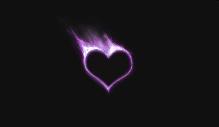 purple hearts flame, HD wallpaper