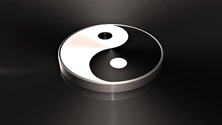 emblema de yin yang, yin, macro, blanco, yang, Fondo de pantalla HD