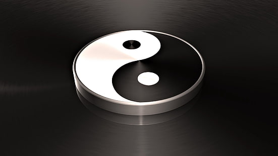 yin yang emblem, yin, macro, white, yang, HD wallpaper HD wallpaper