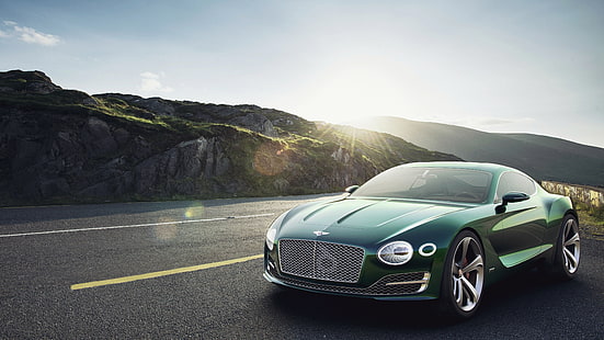 grön Bentley Flying Spur coupe, 2015, bentley, exp 10, grön, framifrån, HD tapet HD wallpaper