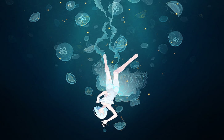 ubur-ubur, di bawah air, Wallpaper HD