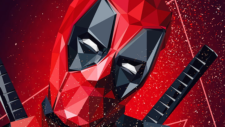 Deadpool Lowpoly Artwork 4K, konstverk, Deadpool, Lowpoly, HD tapet