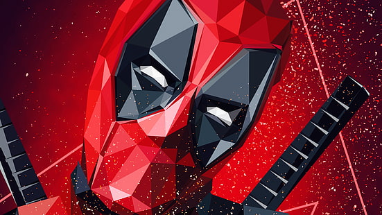 Deadpool Lowpoly Artwork 4K, อาร์ตเวิร์ค, Deadpool, Lowpoly, วอลล์เปเปอร์ HD HD wallpaper