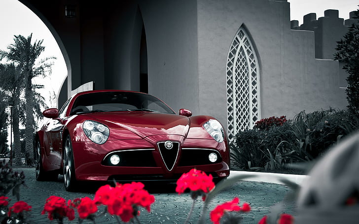 Alfa Romeo 8C Competizione Sports Car, red car, alfa, romeo, competizione, sports, cars, alfa romeo, HD wallpaper