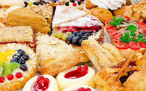 Meyve Şekerli Pastalar, meyveler, kekler, tatlılar, yiyecek ve içecekler, HD masaüstü duvar kağıdı HD wallpaper