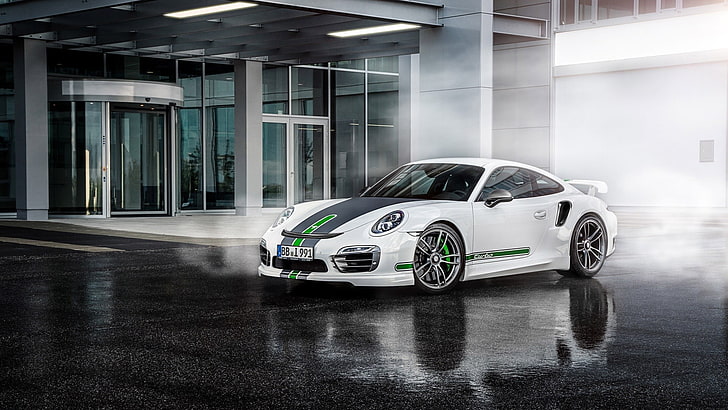 бяло спортно купе, Porsche 911, TechArt, Porsche, Porsche 911 Turbo, HD тапет