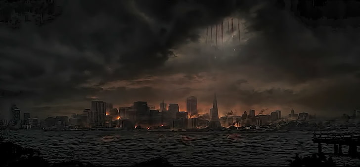 edifício da cidade destruída, Godzilla, San Francisco, HD papel de parede